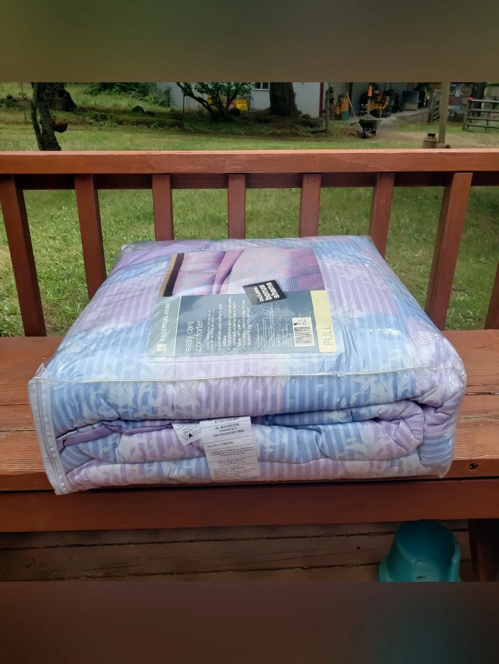 Essential Home Purple, Blue & White Floral Design FULL Comforter W/ Shams -KMART